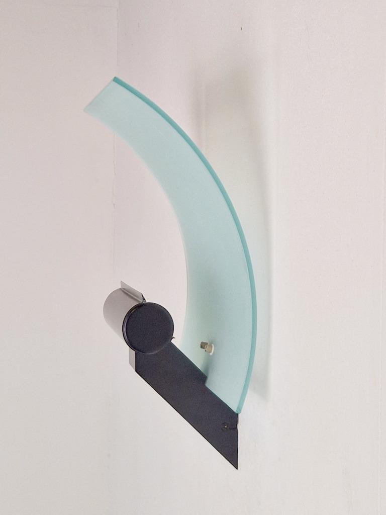Postmodern Hillebrand Design Metaal Glas Wandlamp ‘80 Lamp image 2
