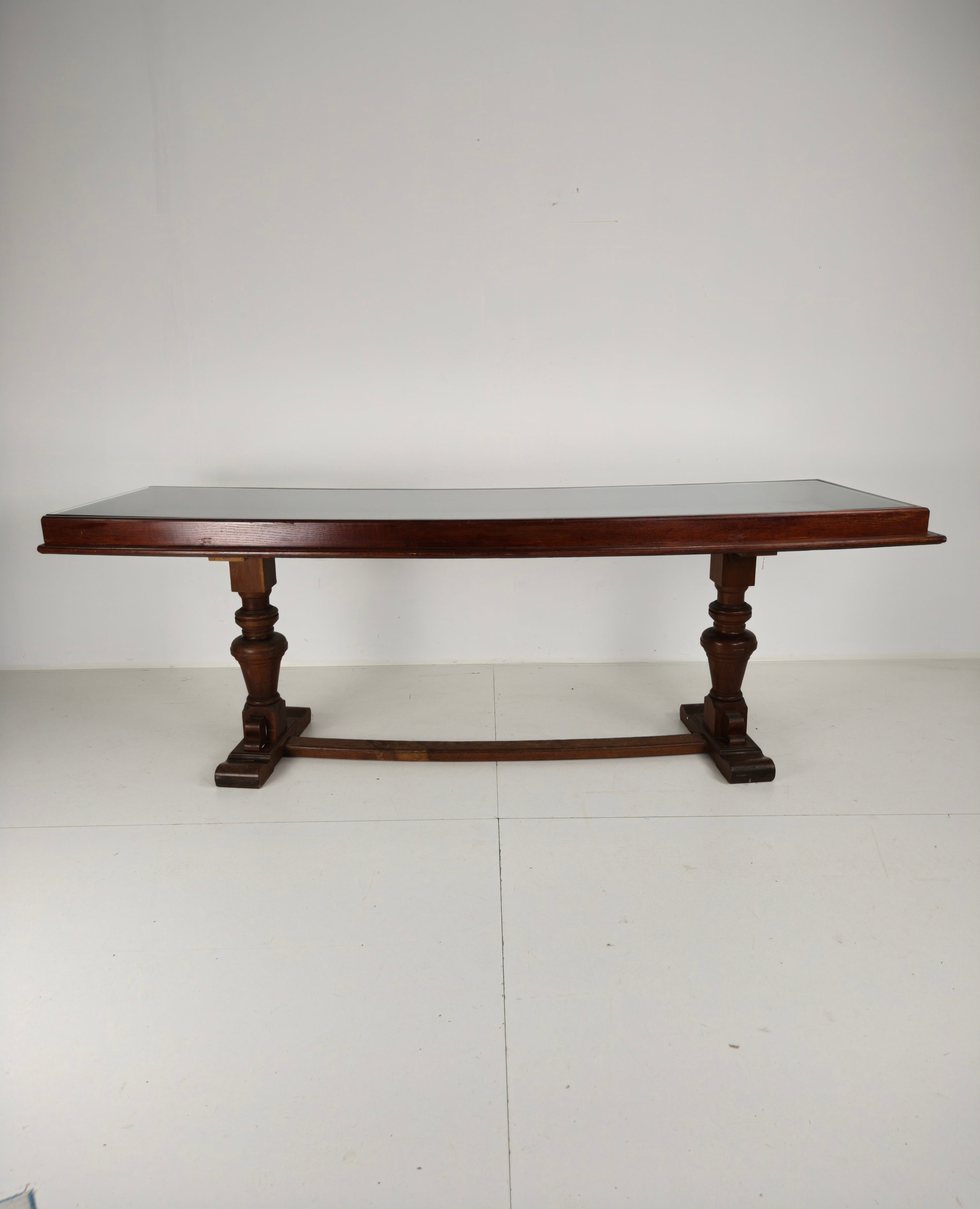 Massief Engelse Eikenhouten Eettafel – 20e Eeuw Met Prachtige Nerf En Patina image 6