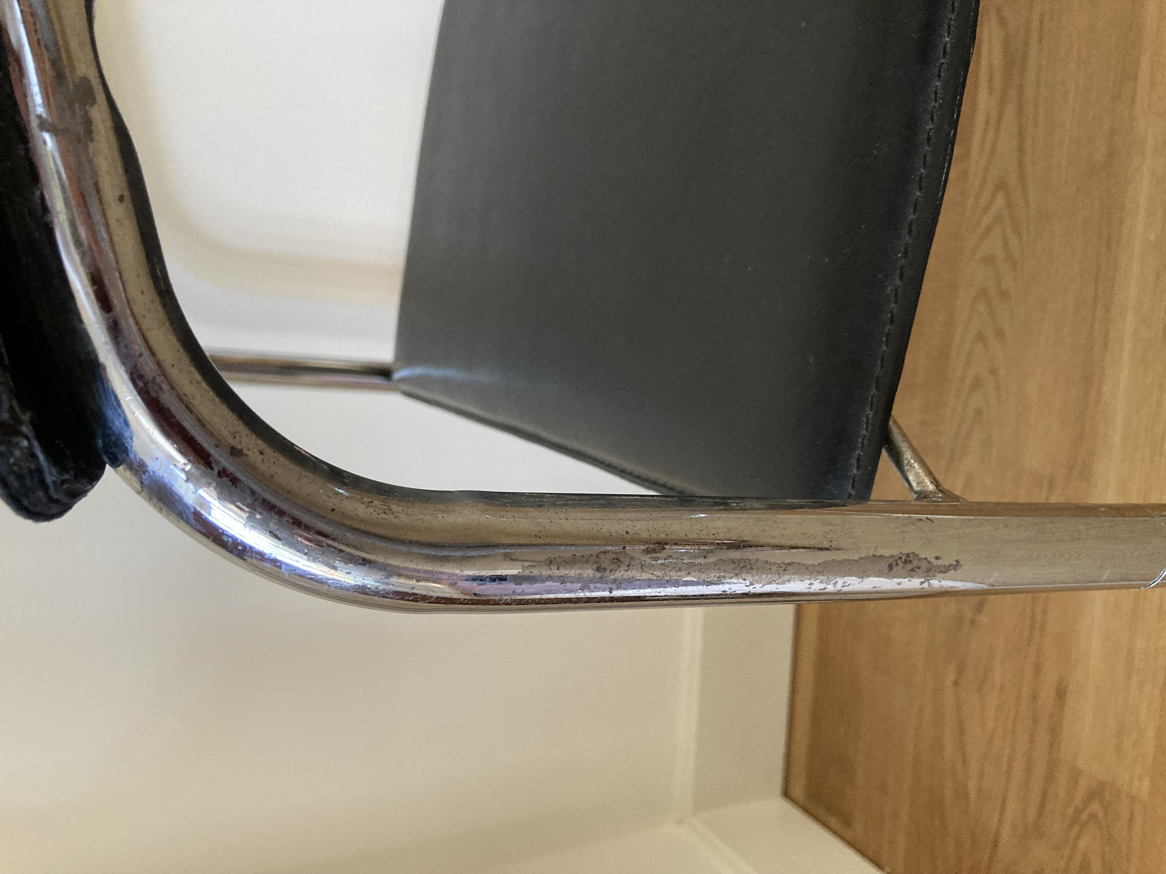 4 Italiaans Design Tuigleer Chroom Buisframe Stoelen image 5