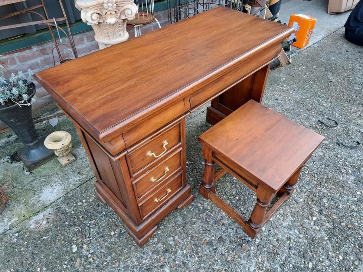 Klassieke Mahonie, Houten Kaptafel, Bureau, Schrijftafel Met image 4