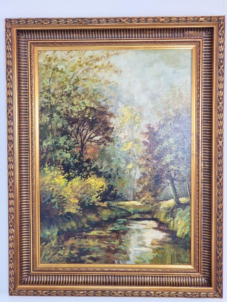 Bos Landschap Schilderij J. De Borge Olieverf Canvas Lijst image 3