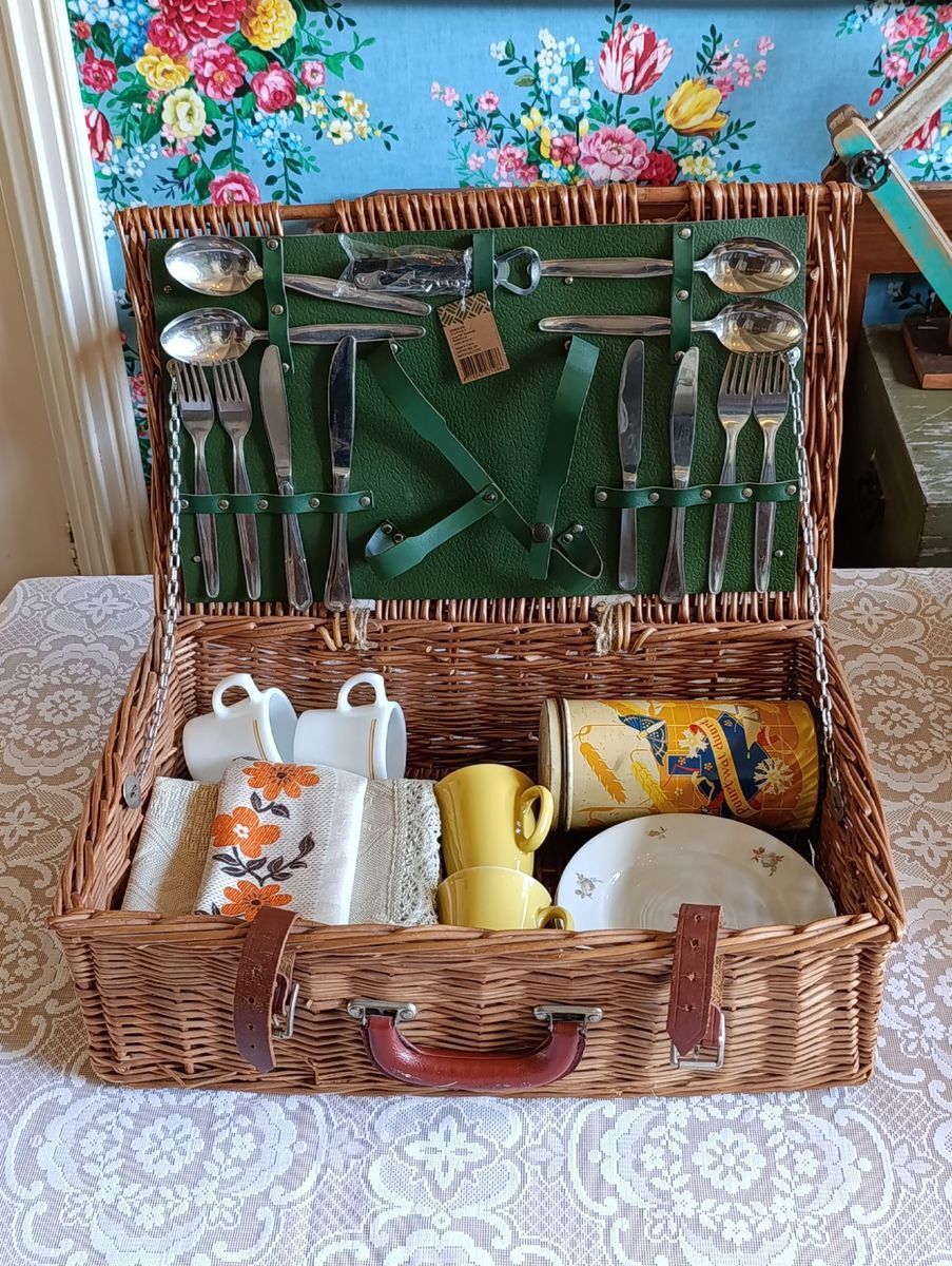 Vintage Picknickmand Van Optima England, Uniek & Duurzaam Gerestyled image 3