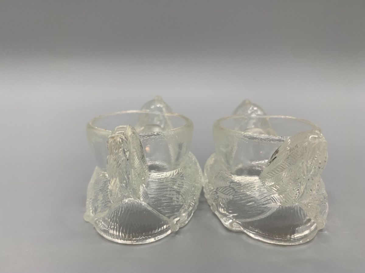 Set Vintage Persglas Eierdopjes Kip 2 Stuks image 7
