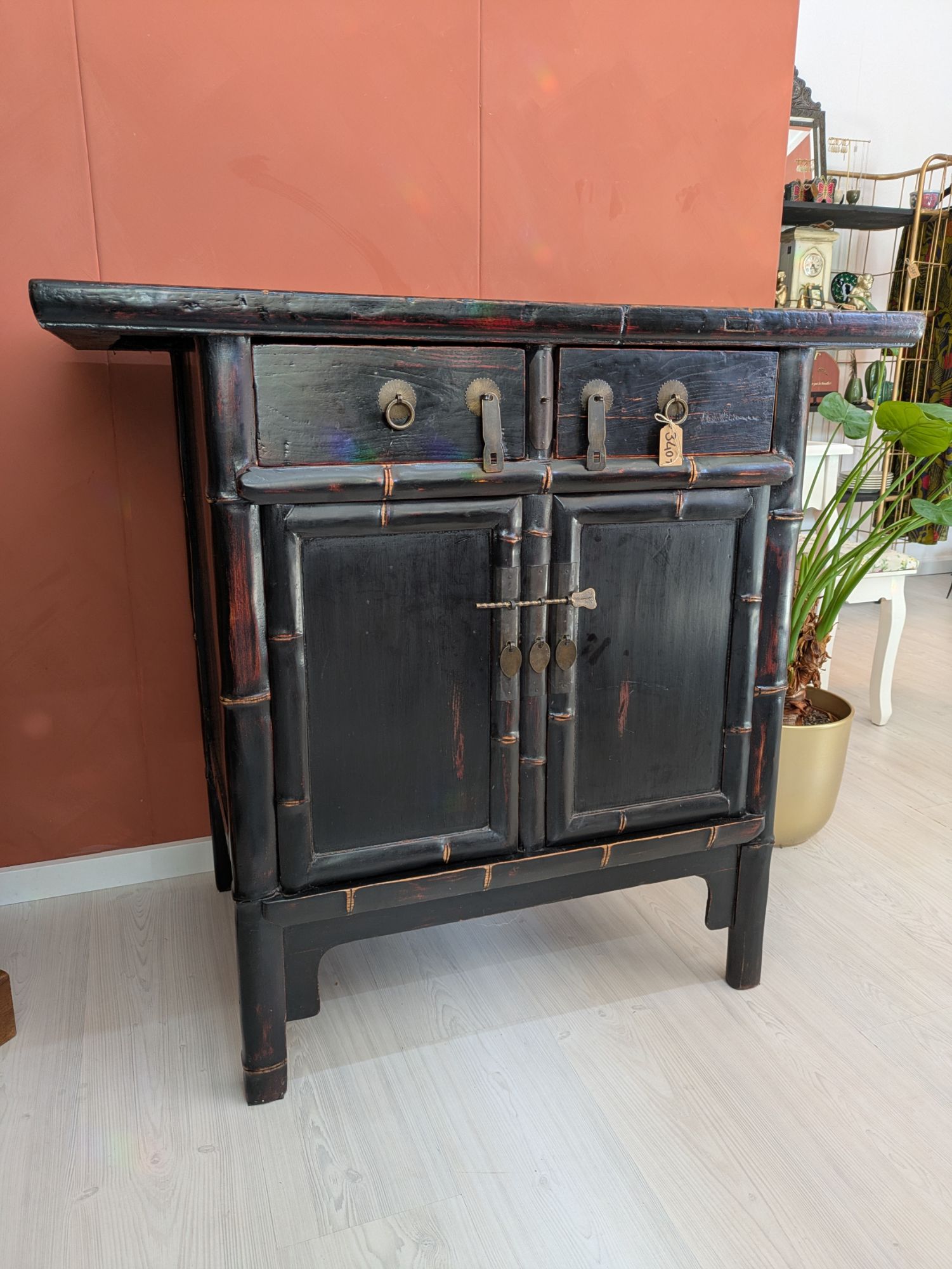 Chinese Bamboe Kast Zwart image 2