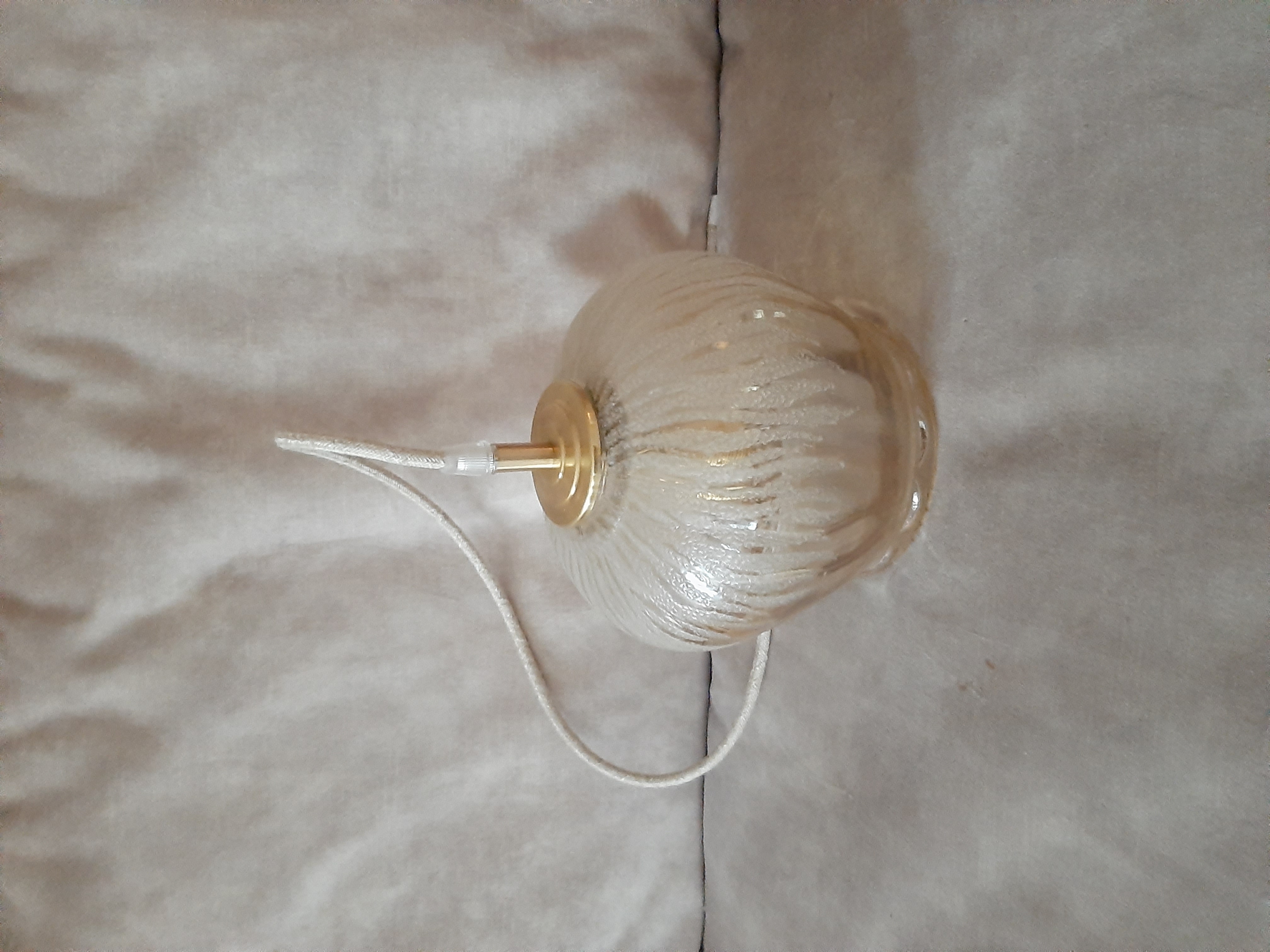 Vintage Hanglamp Amberkleur | Frosted Glas | Jaren 60 Lamp image 3