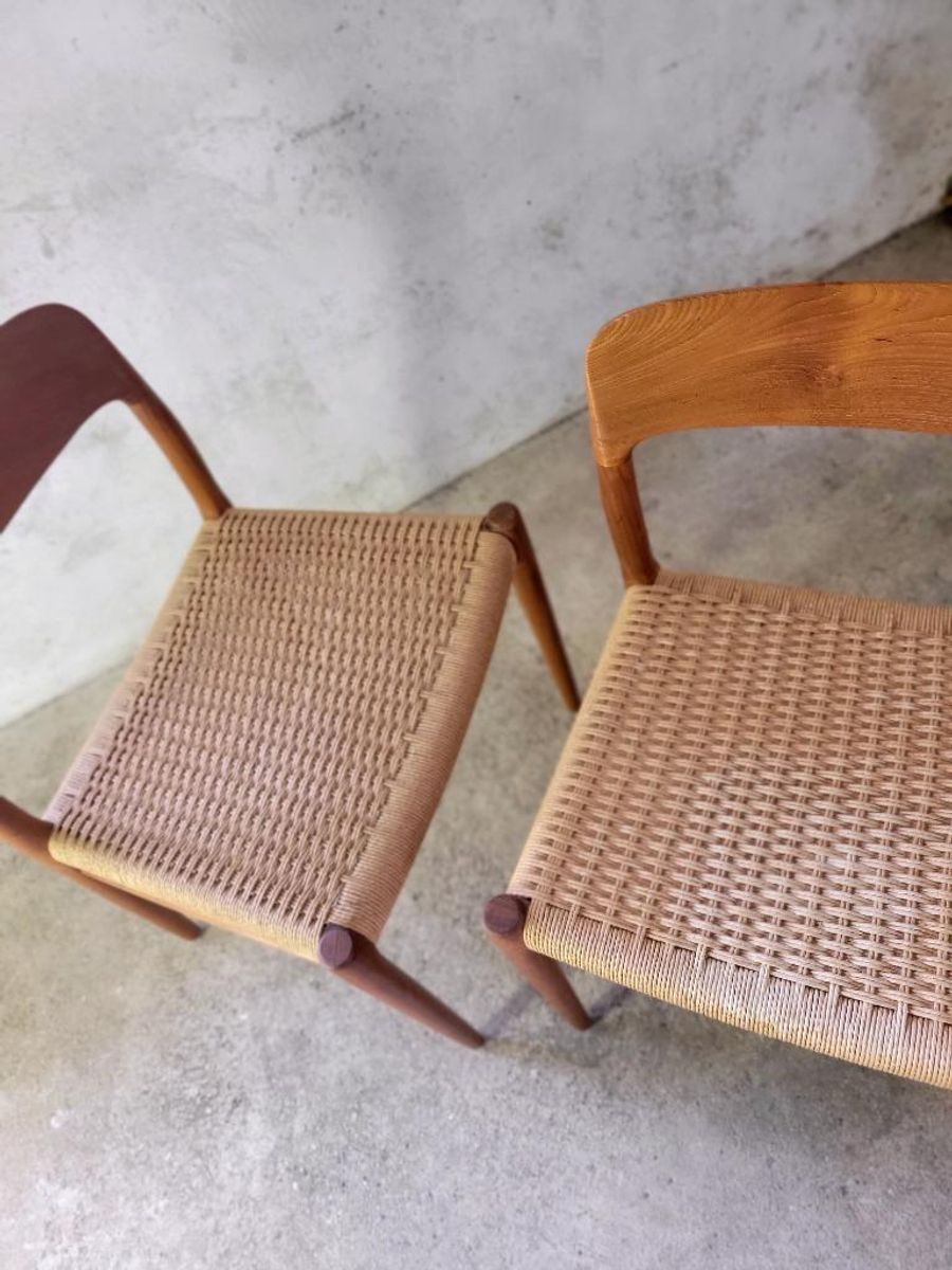 Set Van Zes Model 75 Stoelen In Teak Van N.o. Moller image 19