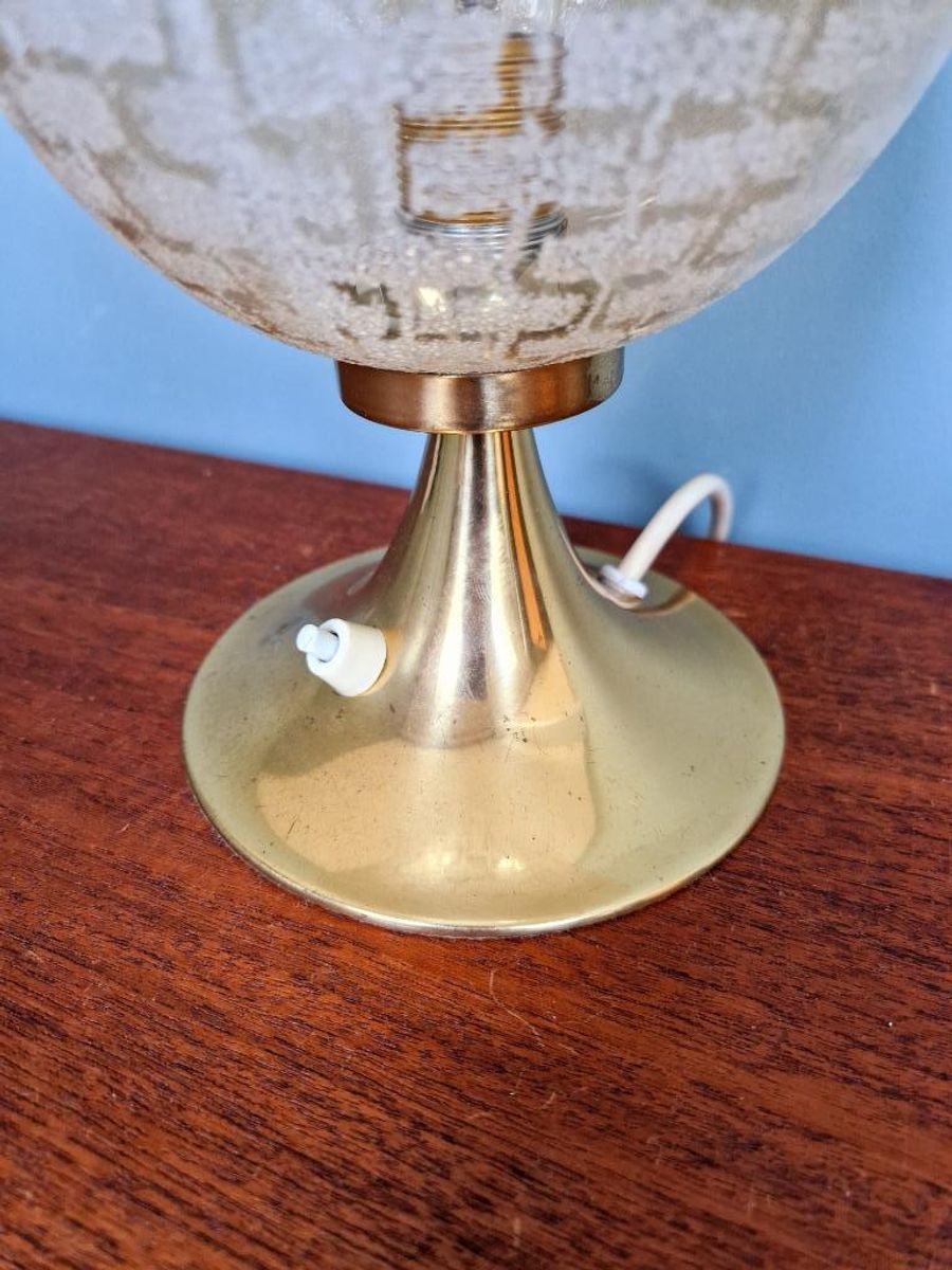 Duo Of Space Age-lampen In Messing En Getextureerd Glas, 197 image 17