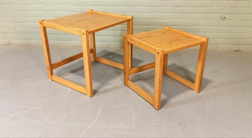 Vintage Grenen Mimiset Bijzettafels image 10