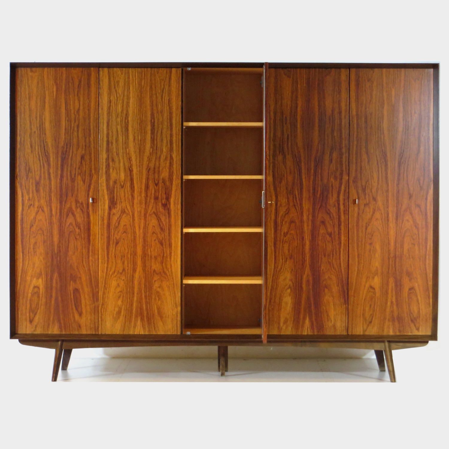 Grote Vintage 5-deurs Kledingkast In Palissander, 1960s image 3