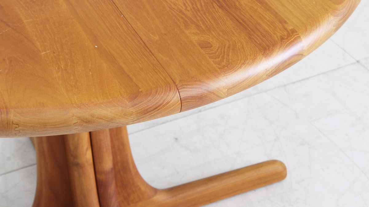 Vintage Deense Ronde Uitschuifbare Eettafel Tafel Massief Teak image 4