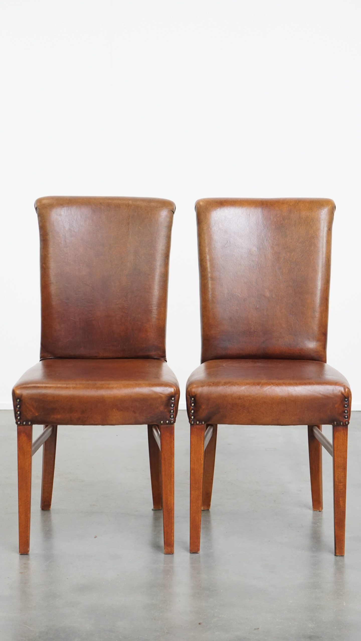 Set Van 6 Comfortabele, Statige Eetkamerstoelen Van Schapenleer image 3
