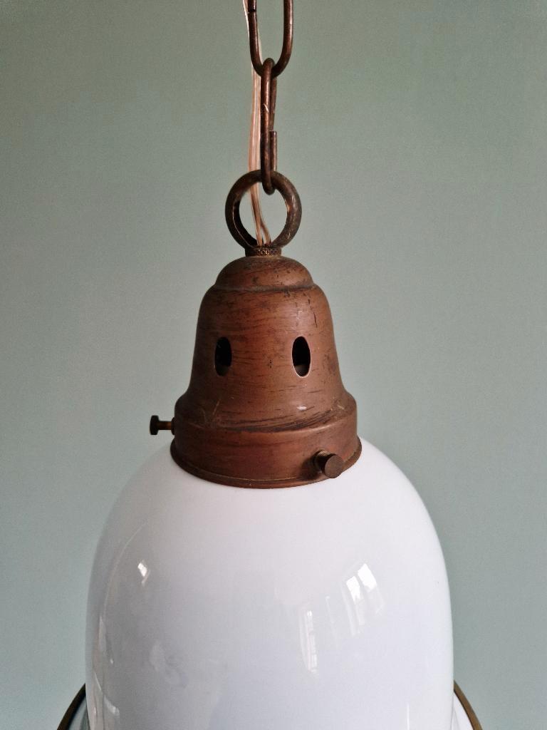 Bauhaus-hanglamp In Opaline En Blauw Gesatineerd Glas, 1920 image 9