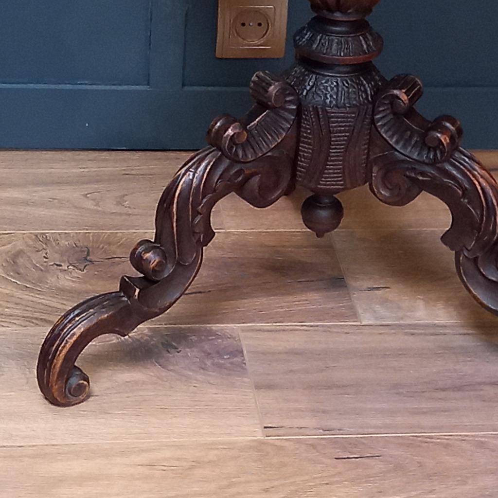 Antieke Tilttop Tafel 19e Eeuw Met 5 Schilderingen image 6