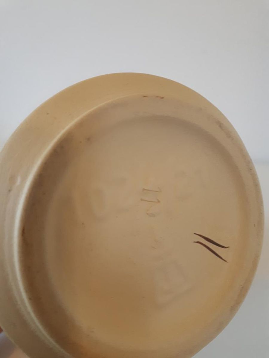 Vintage Vaas Mintgroen Zandgeel Strehla image 7
