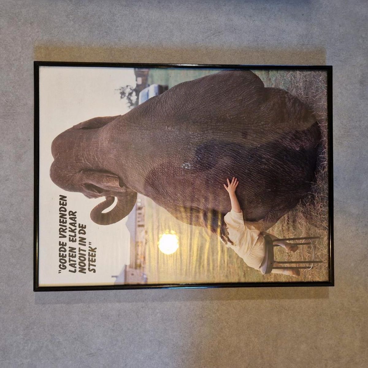 Jaren 70 Vintage Poster In Lijst Olifant Schilderij image 3