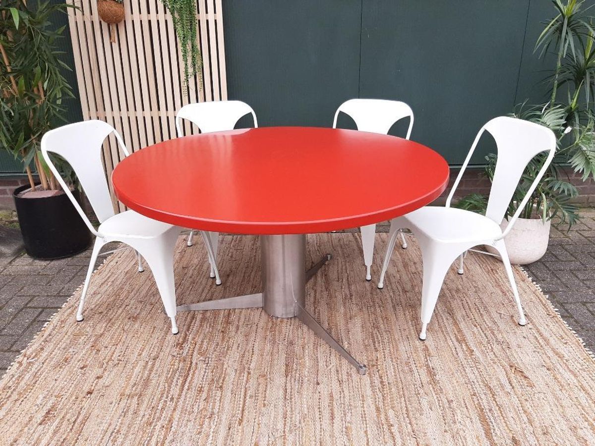 Rode Ronde Xl Eettafel 130 Cm Vintage Space Age Design Tafel image 3