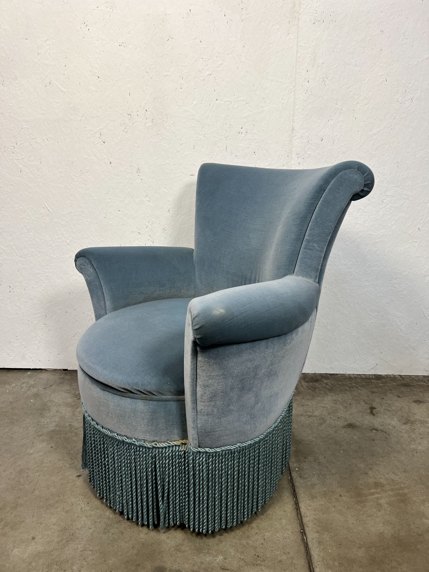 Vintage Cocktailstoel, Frankrijk 1960's, Blauw Velours image 2