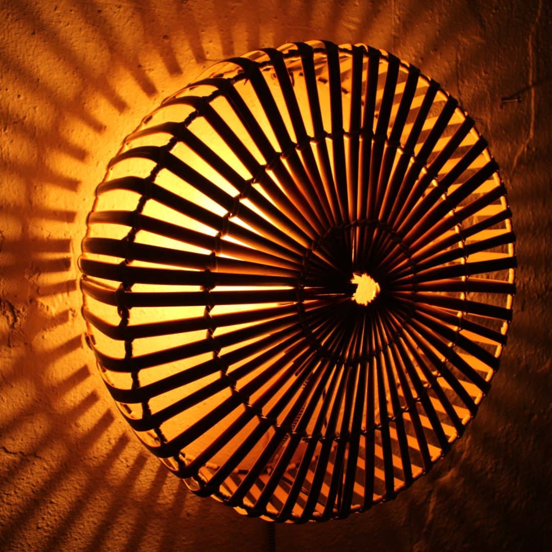 Bamboe Wandlamp Rond Naturel – M image 9