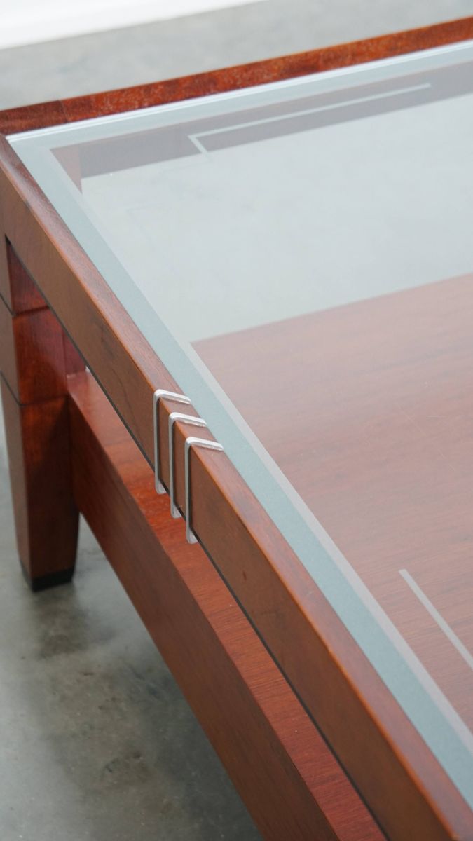 Prachtige Art Deco Salontafel Van Schuitema Uit De Decoforma Serie Met Een Glazen Blad En 4 Lades image 4