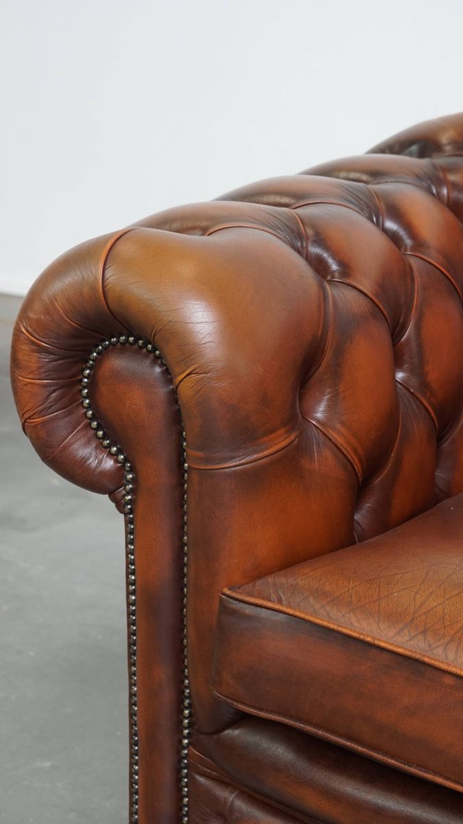 Tijdloze Cognac Bruine Engelse Rundleren 2.5 Zits Chesterfield Bank image 11