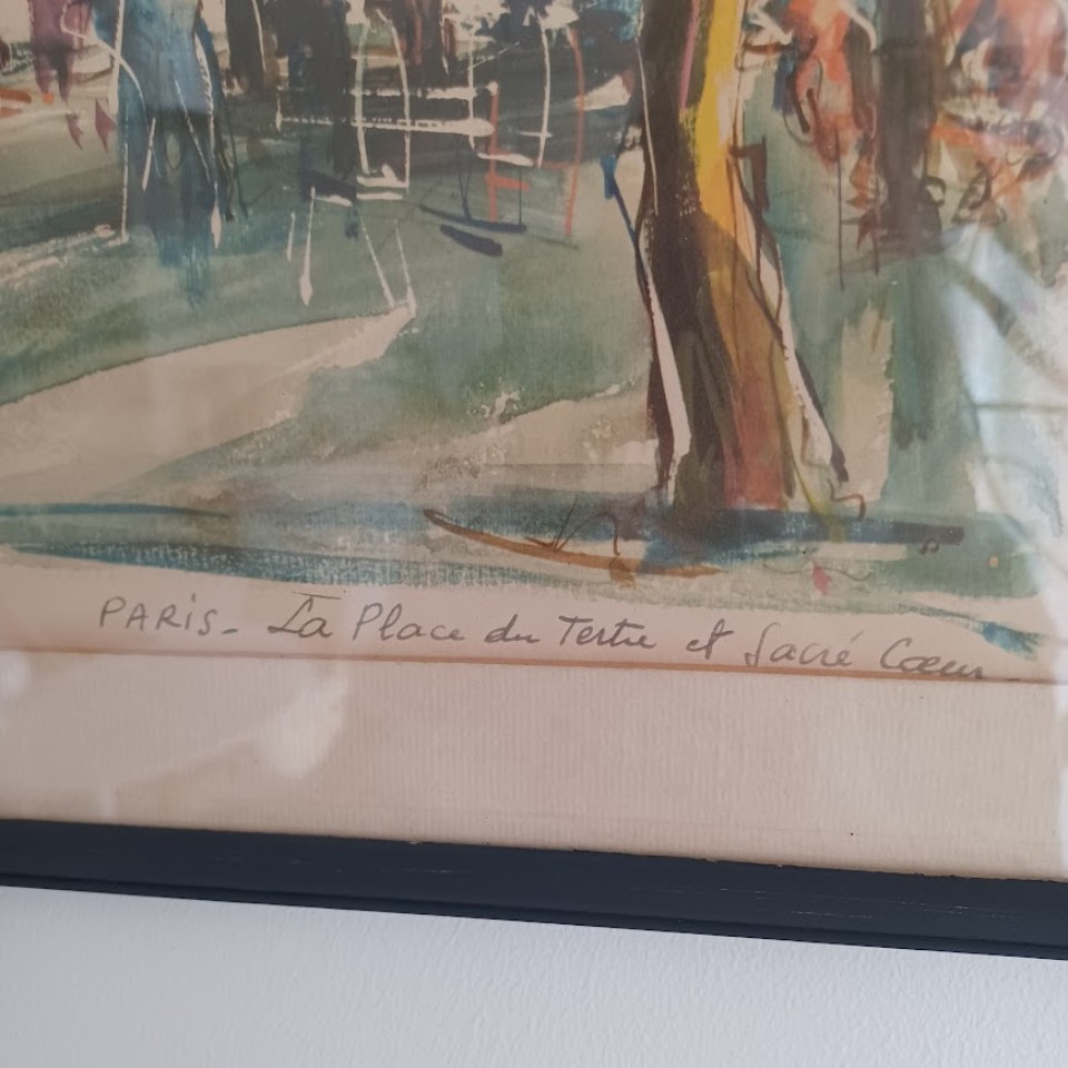 Marius Girard, Aquarel, Parisian Chic Gesigneerd. 1960. image 4
