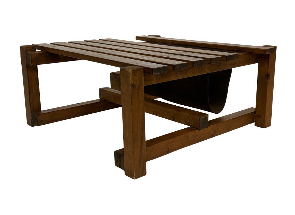 Vintage Houten Slatted Salontafel Minimalist Design image 12