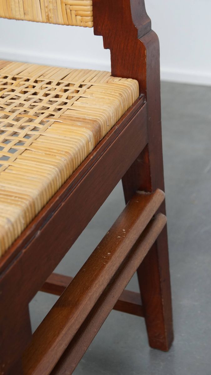 Leuke Set Van 2 Houten Art Deco Design Eetkamerstoelen Met Een Rieten Zitting En Rugleuning image 10