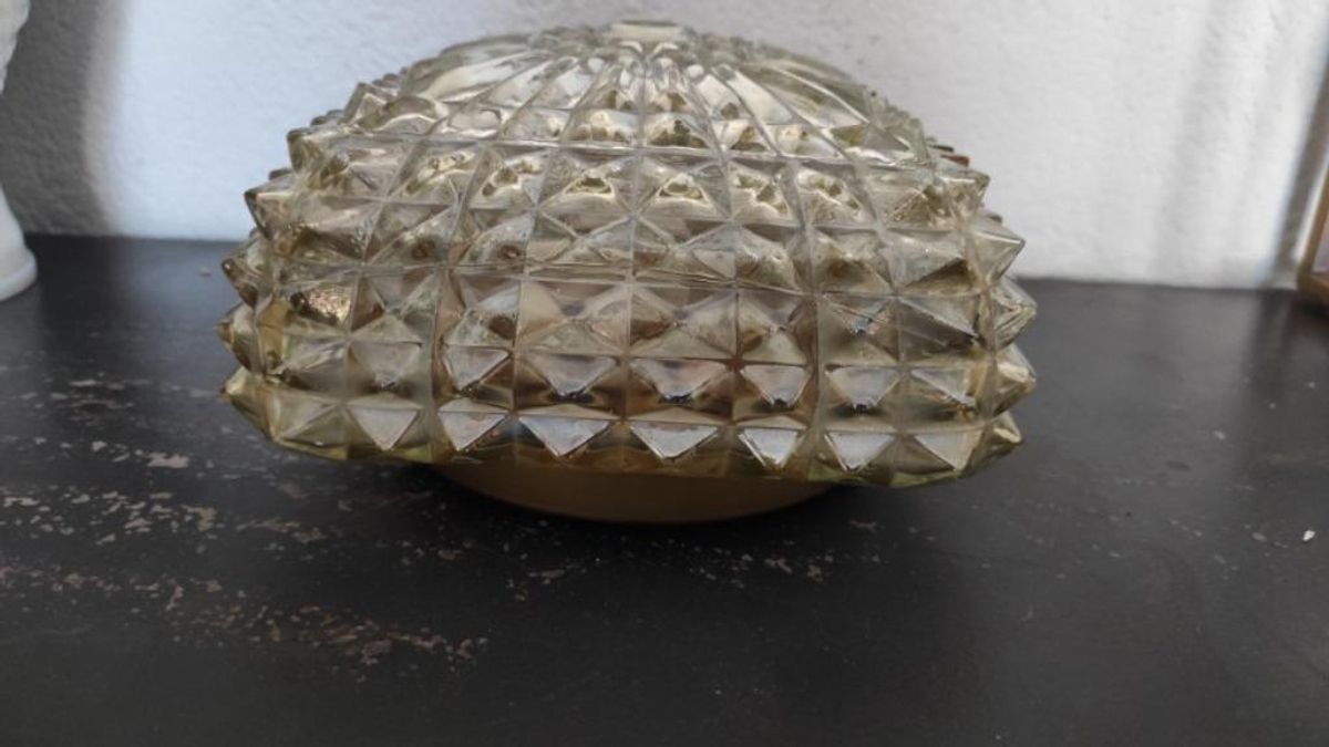 Vintage Plafondlamp Glas Vierkant image 3