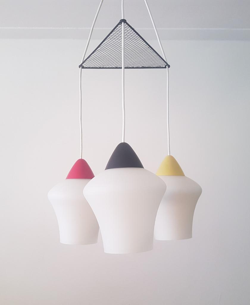Vintage Jaren '50 Hanglamp In Opaline Glas image 8