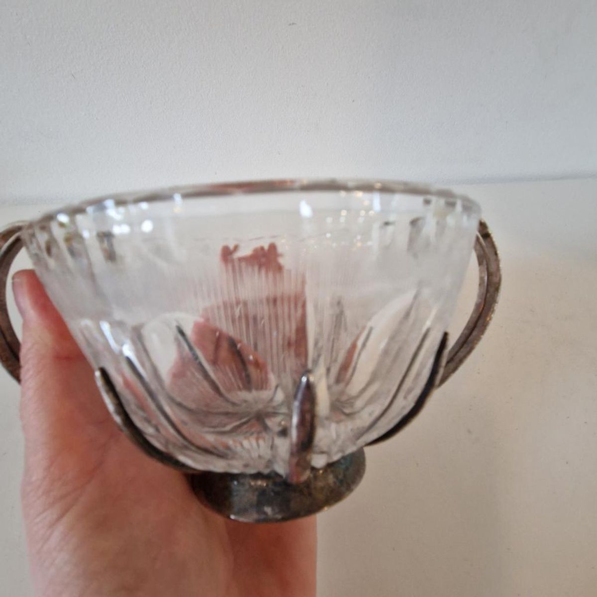 Antieke Kristal Met Zilver Suikerpot Schaal image 8