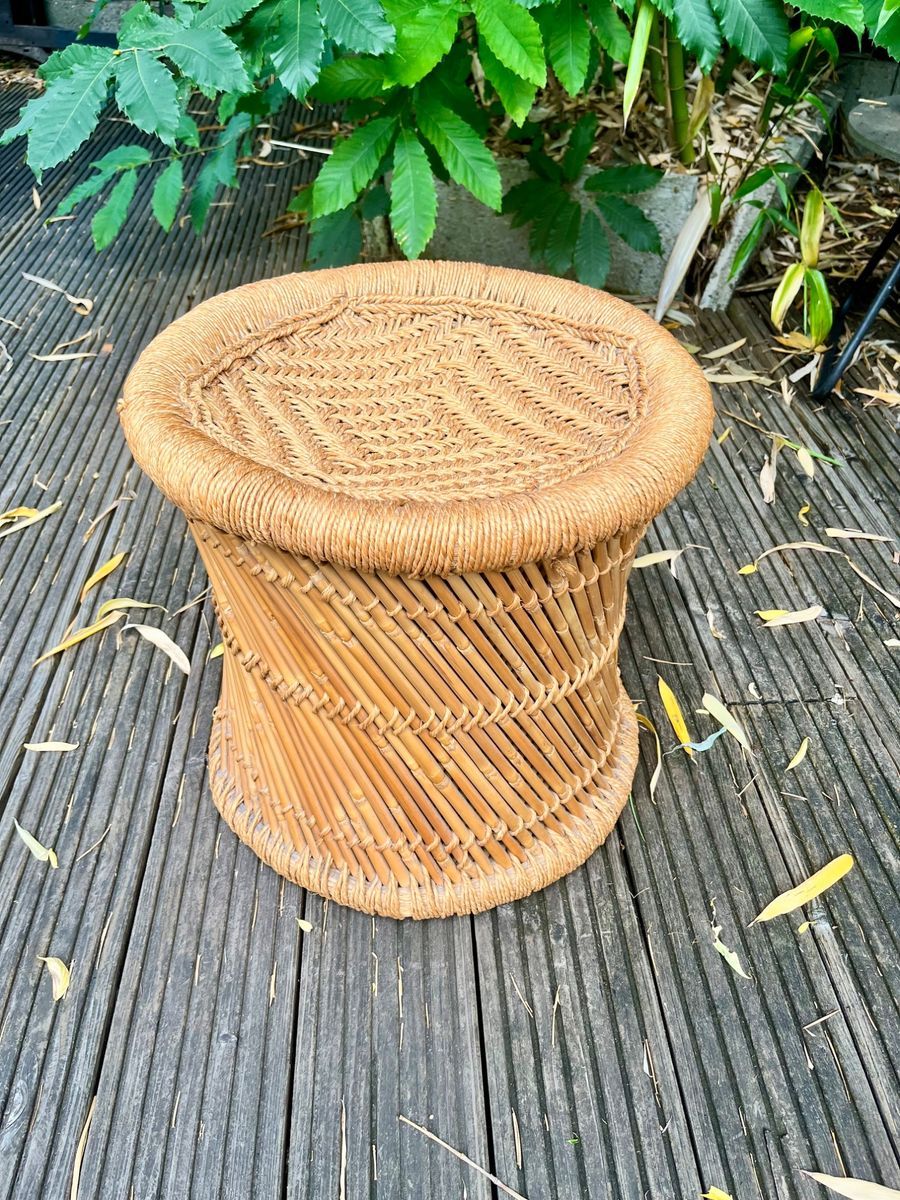 Vintage Bamboe - Jute Krukje/bijzettafeltje image 2