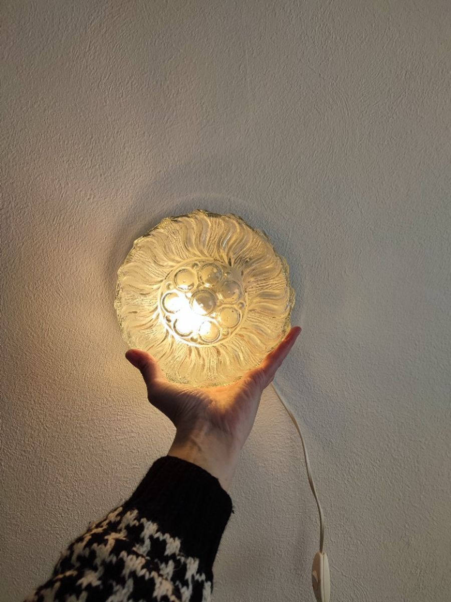 Vintage Plafondlamp Plafonnière Wandlamp Glas Organisch image 6