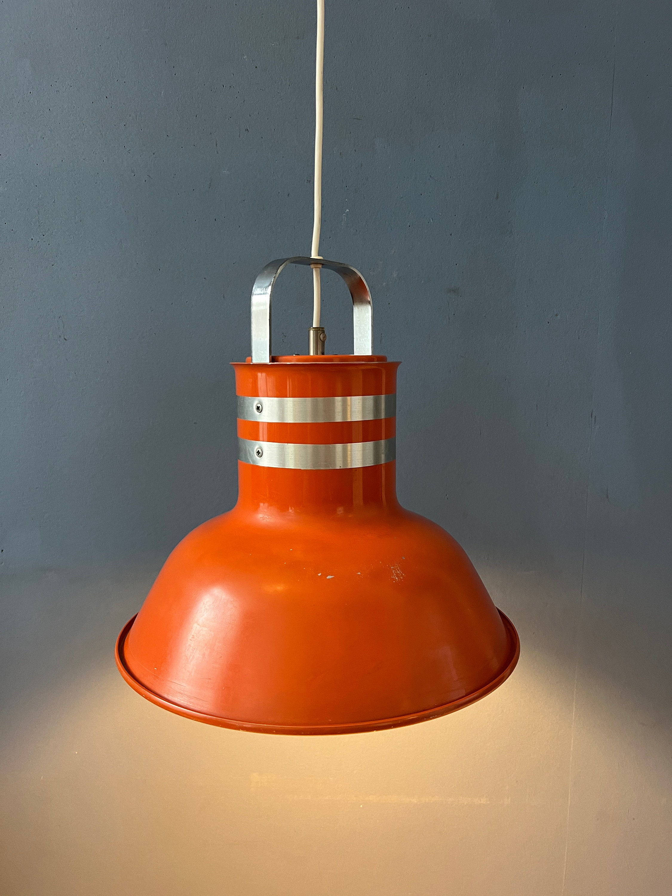 Mid Century Oranje/rode Metalen Space Age Hanglamp image 4