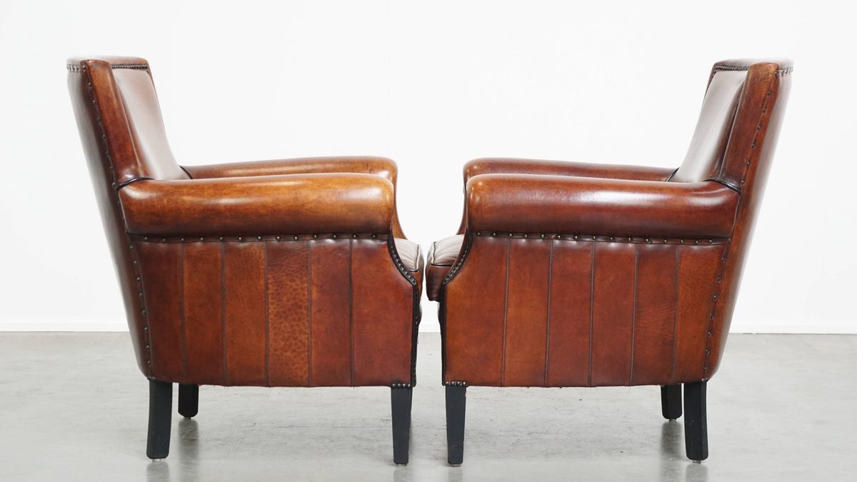 Set Van 2 Zeer Mooie Sierlijke Schapenleren Armchairs Met Een Luxe Afwerking image 2