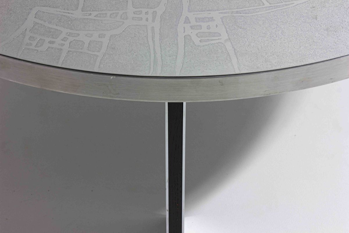 Brutalist Mid Century Chroom Geëtste Ronde Salontafel Door Lilienthal, 1960 image 4