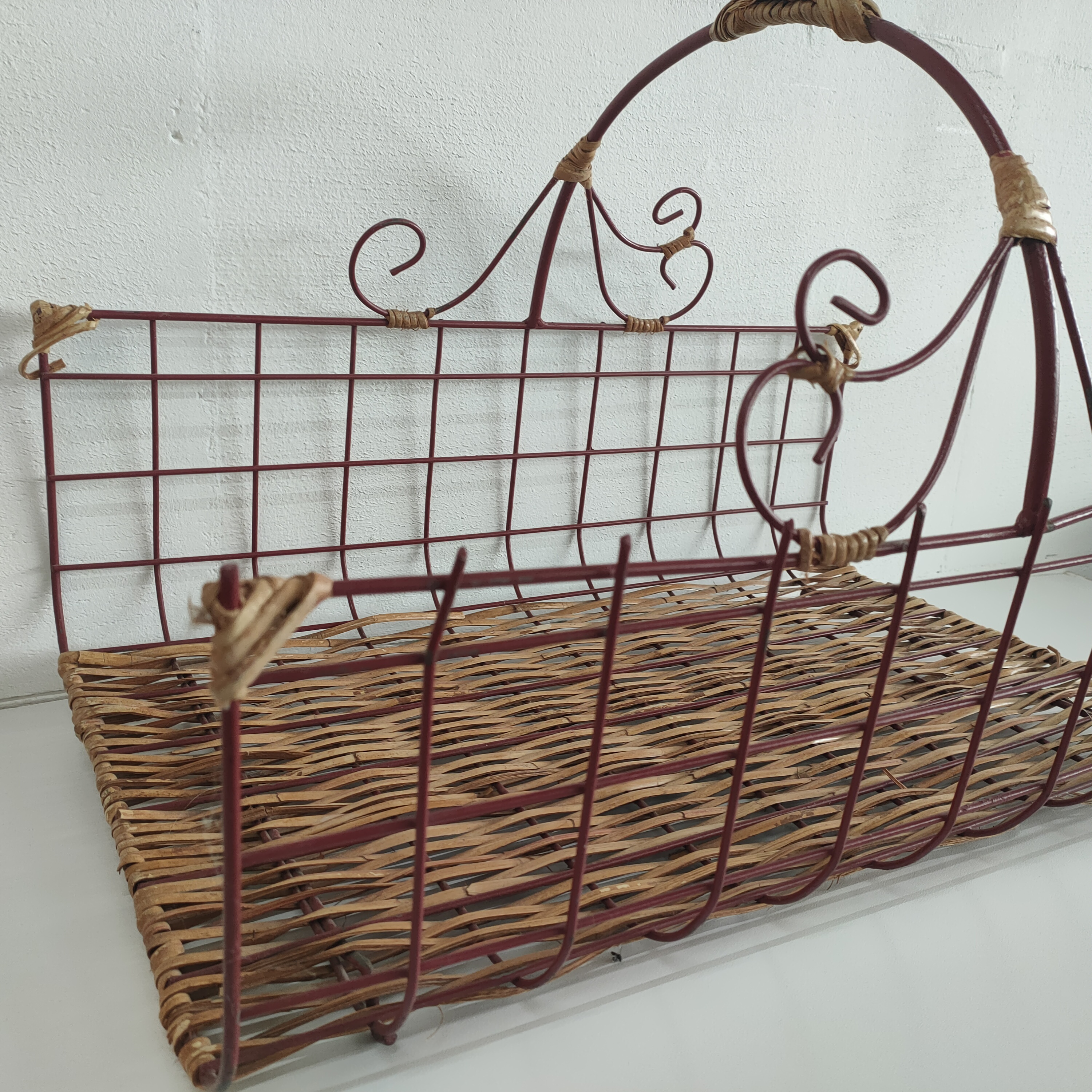 Bloemen(pluk)mand Of Frans Stokbroden Mand Met Rode Draad En Rieten Afwerking image 3