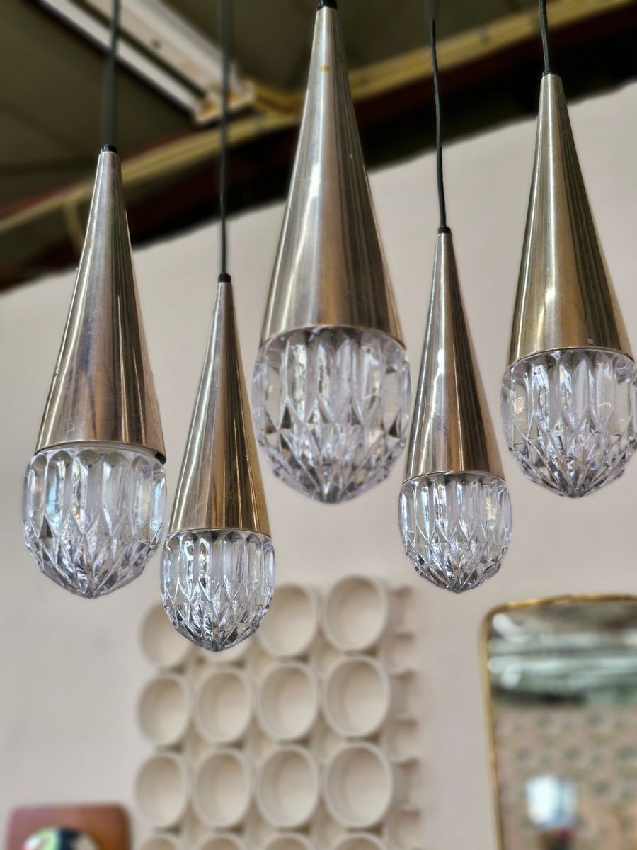 Vintage Hanglamp / Luster Iceglas Kaiser Leuchten image 8