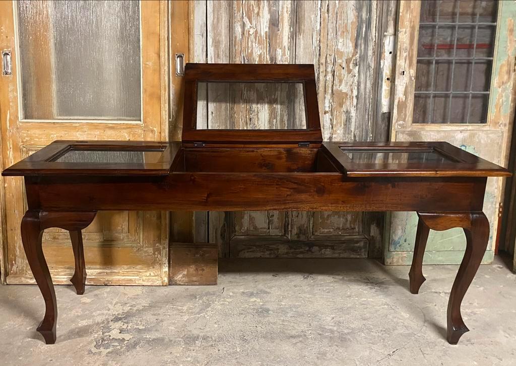 Oude Toonbank, Vitrine-tafel, Sidetable, Pronktafel. L 180cm image 9