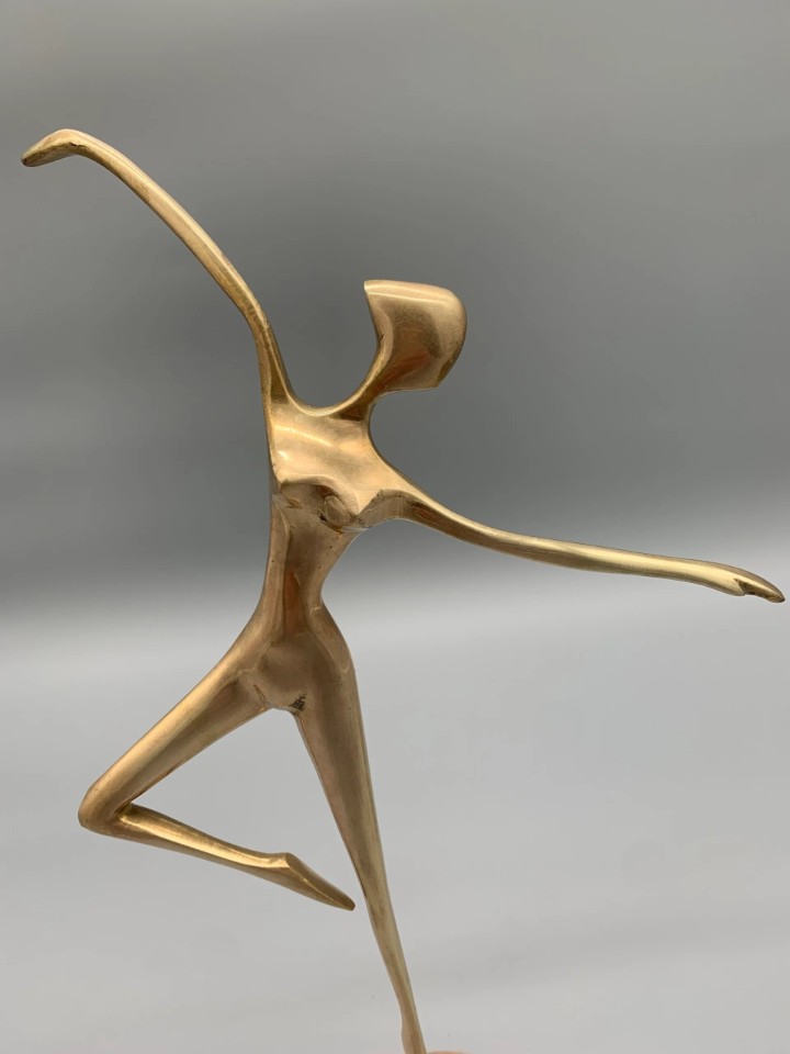 Messing Ballerina Op Koperen Voet 60's image 3