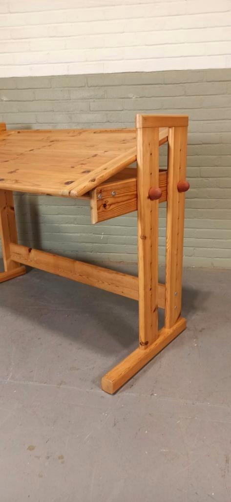Vintage Grenen Design Kantelbaar Bureau Tekentafel image 14