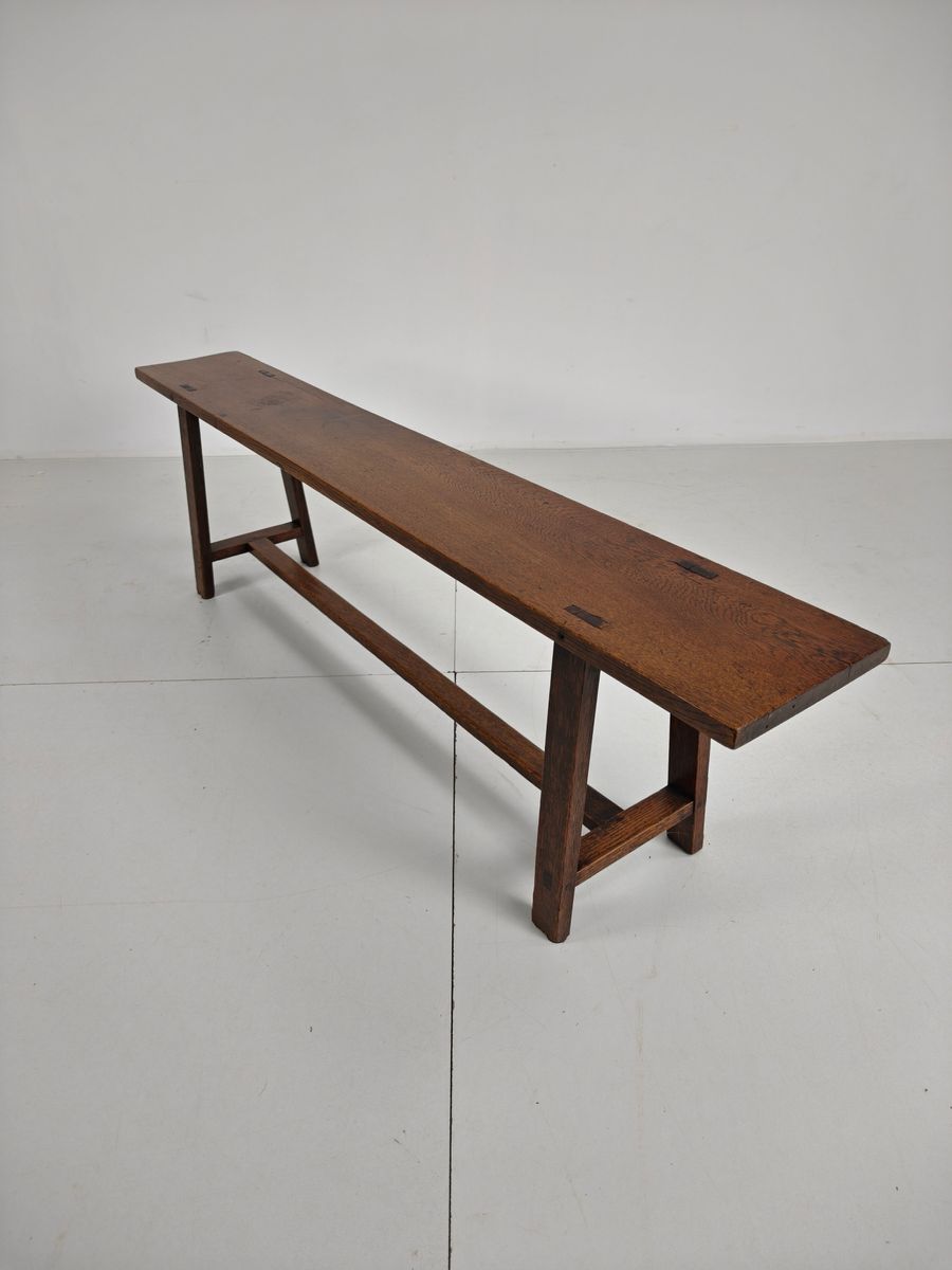 Paar Franse Rustieke Banken Uit De 19e Eeuw - Massief Eiken image 6