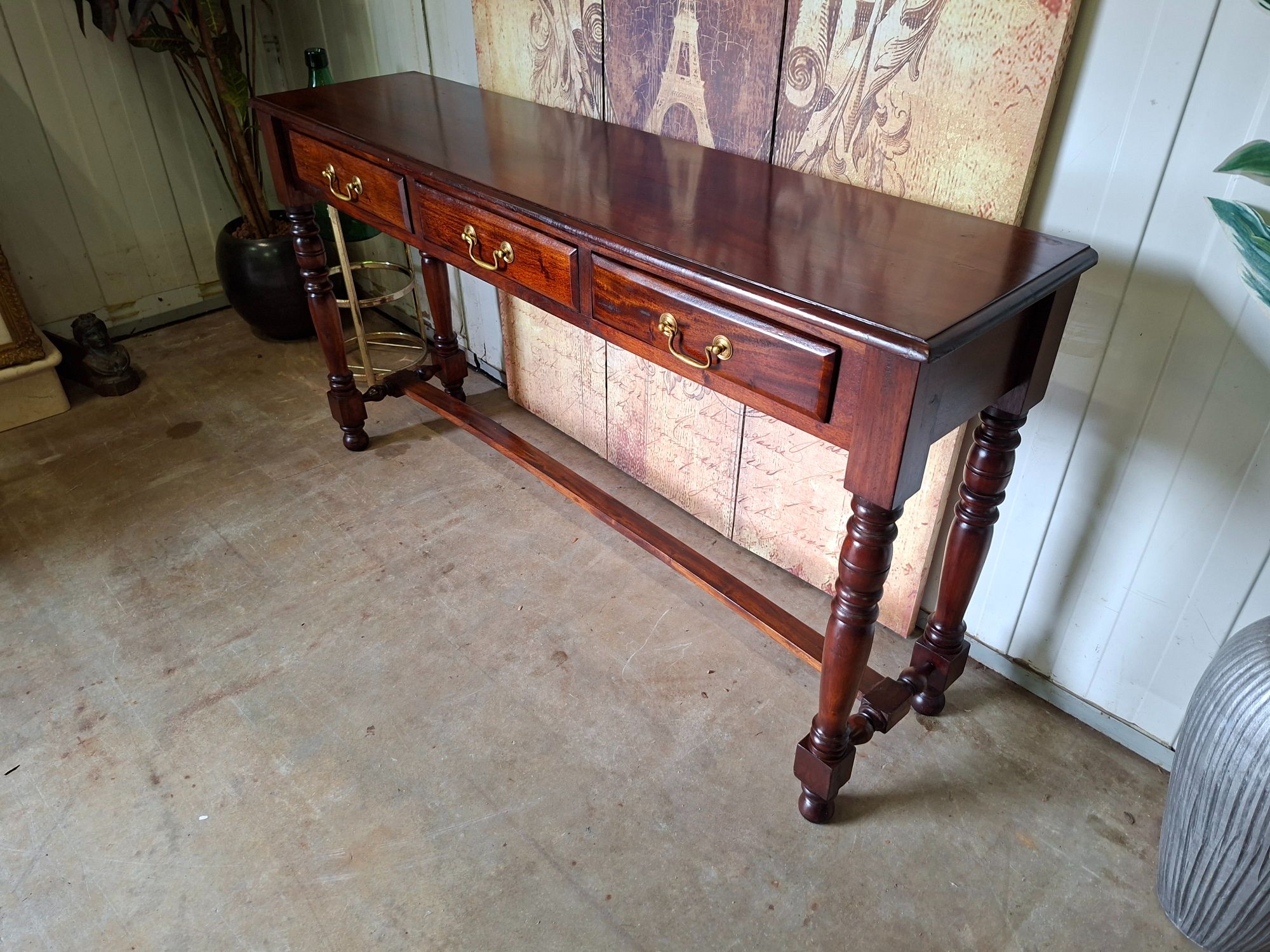 Klassieke Engelse Sidetable Haltafel, Wandconsole Lichte Gebruikssporen Afm, 140x34cm En 75cm Hoog. image 3