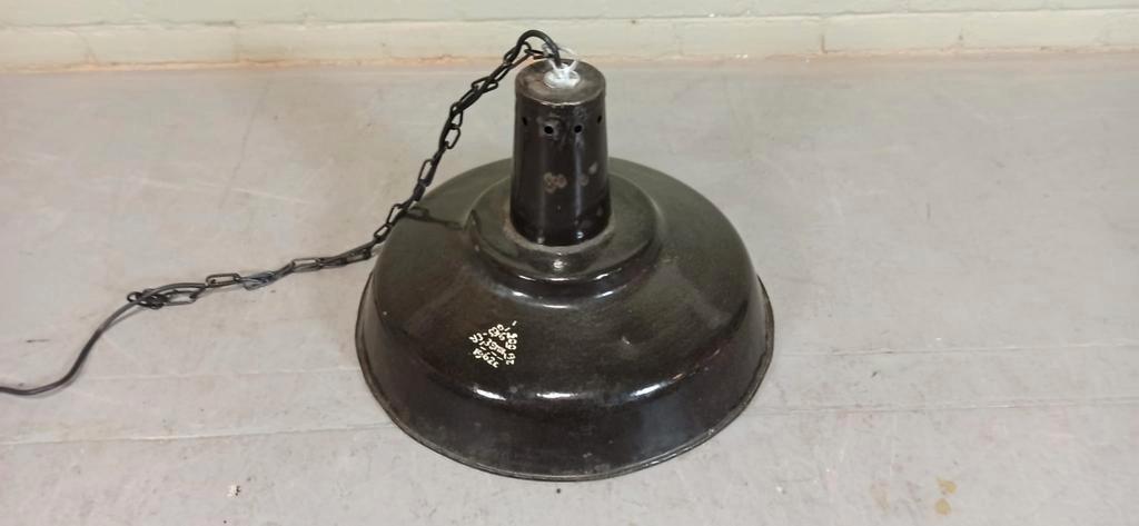 Vintage Industriële Emaille Hanglamp, Zwart image 2