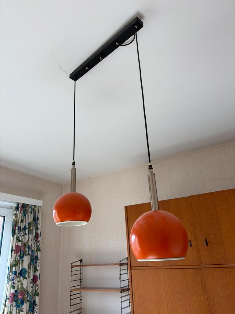 Vintage Oranje Eye Ball Luster / Hanglamp Met 2 Lichtpunten image 12