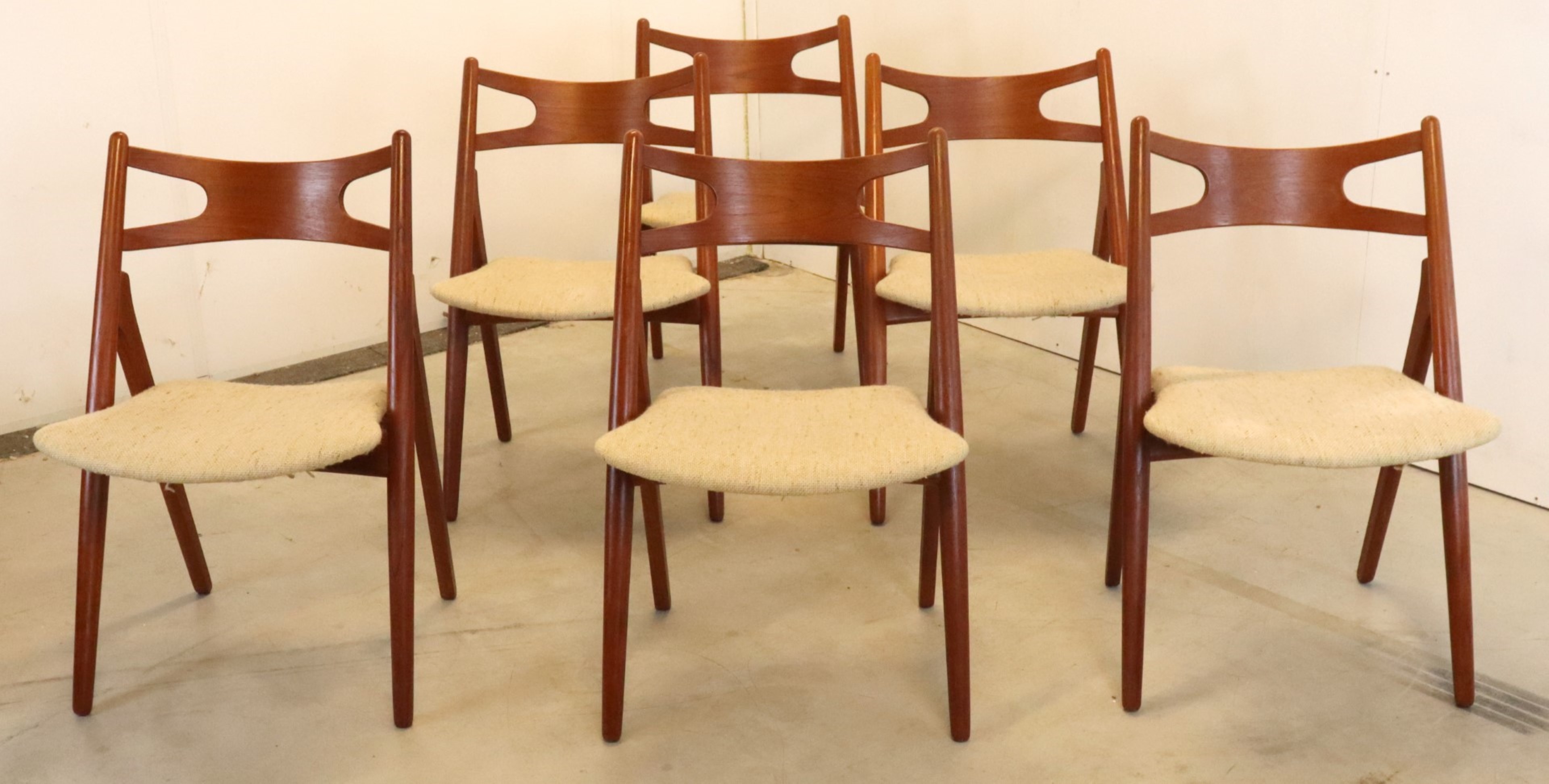 Set 6 Hans Wegner Carl Hansen Ch29 Stoelen Vintage Deens Sawbuck image 2