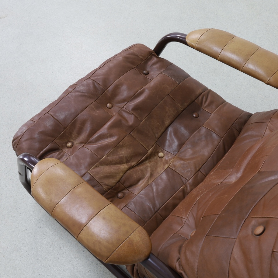 Vintage Fauteuil Patchwork Leer, 1970S image 11
