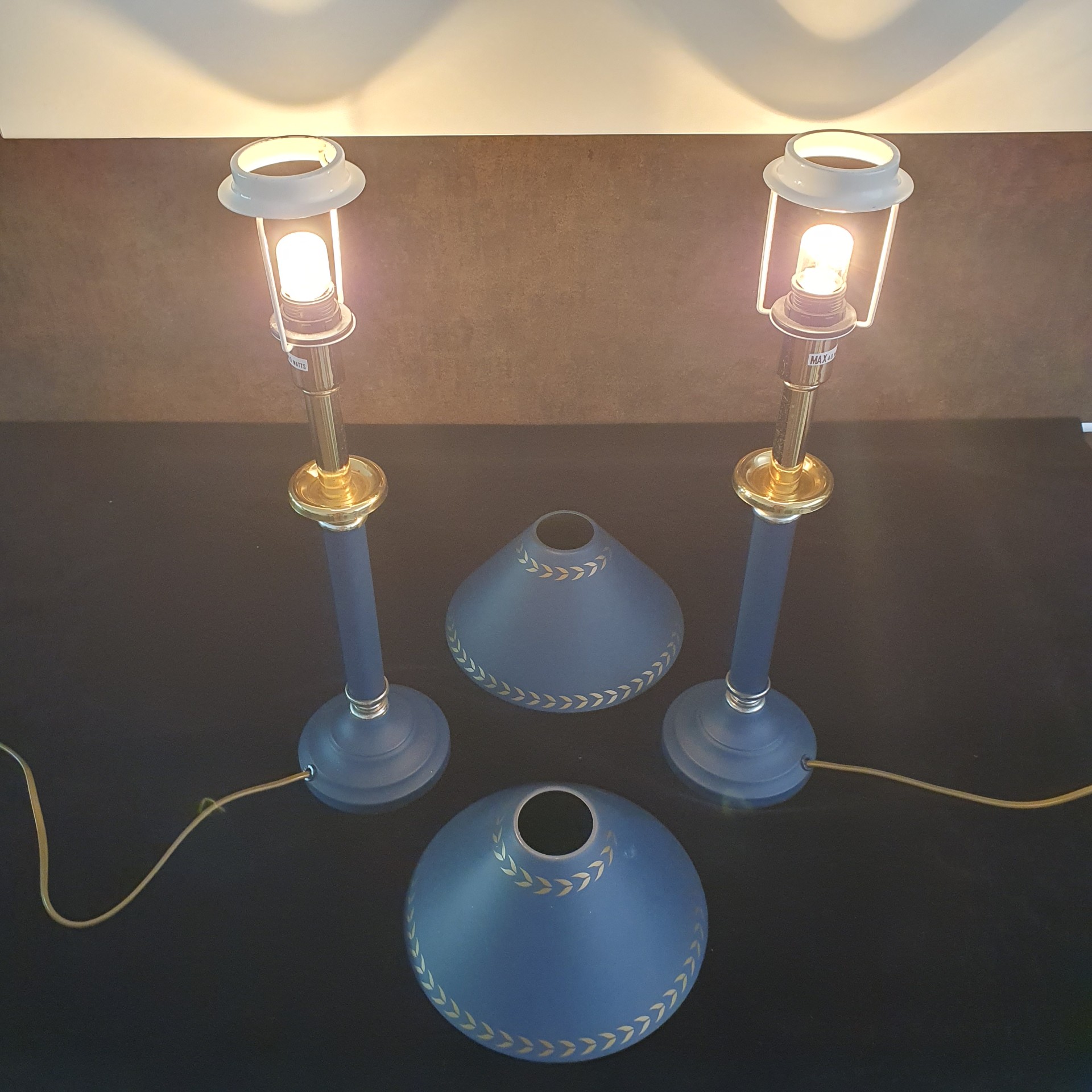 Tafellamp - Bedlamp - Kastlamp - Blauw - Metaal - Met Kap - 2 Stuks. image 6