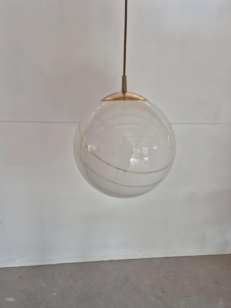 Vintage Opaline Space Age Lamp Met Gouden Randen Globe image 9