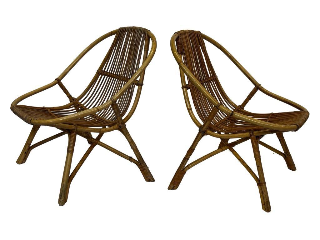 Vintage Set Van 4 Rotan Fauteuils Rohe Noordwolde 1960 image 7