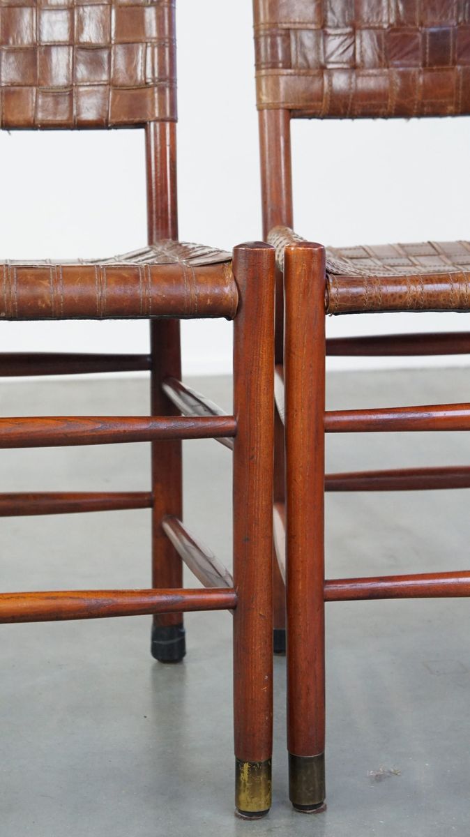 Set Van 6 Schuitema Eetkamerstoelen Uit De Shaker Collectie Met Gevlochten Leren Zitting image 10